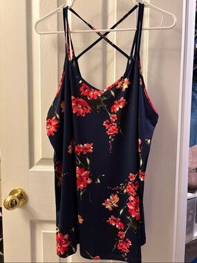 Papermoon Navy Floral Crisscross Strappy Camisole